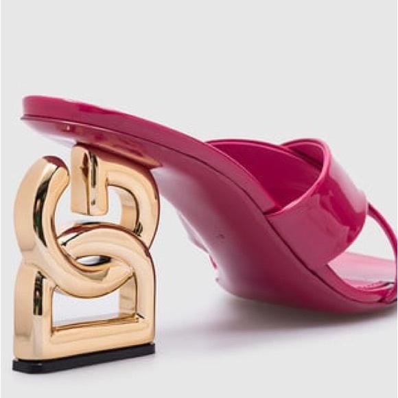 Dolce Gabbana DG logo sculped heel sandals mules size 39 - Picture 6 of 16